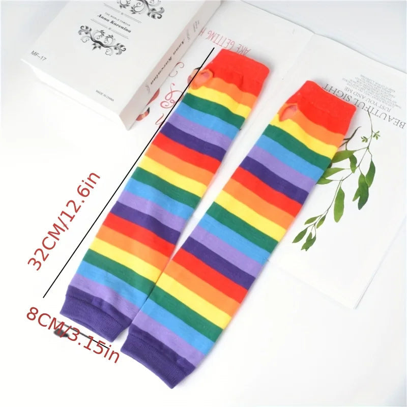 Colorful Knit Long Gloves Arm Warmers