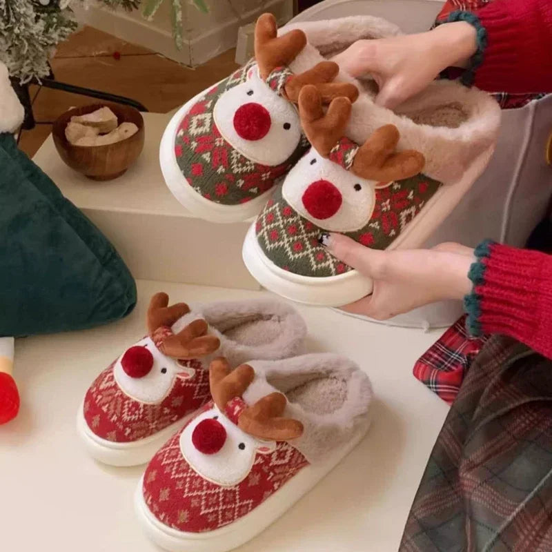 Cozy Reindeer Christmas Slippers