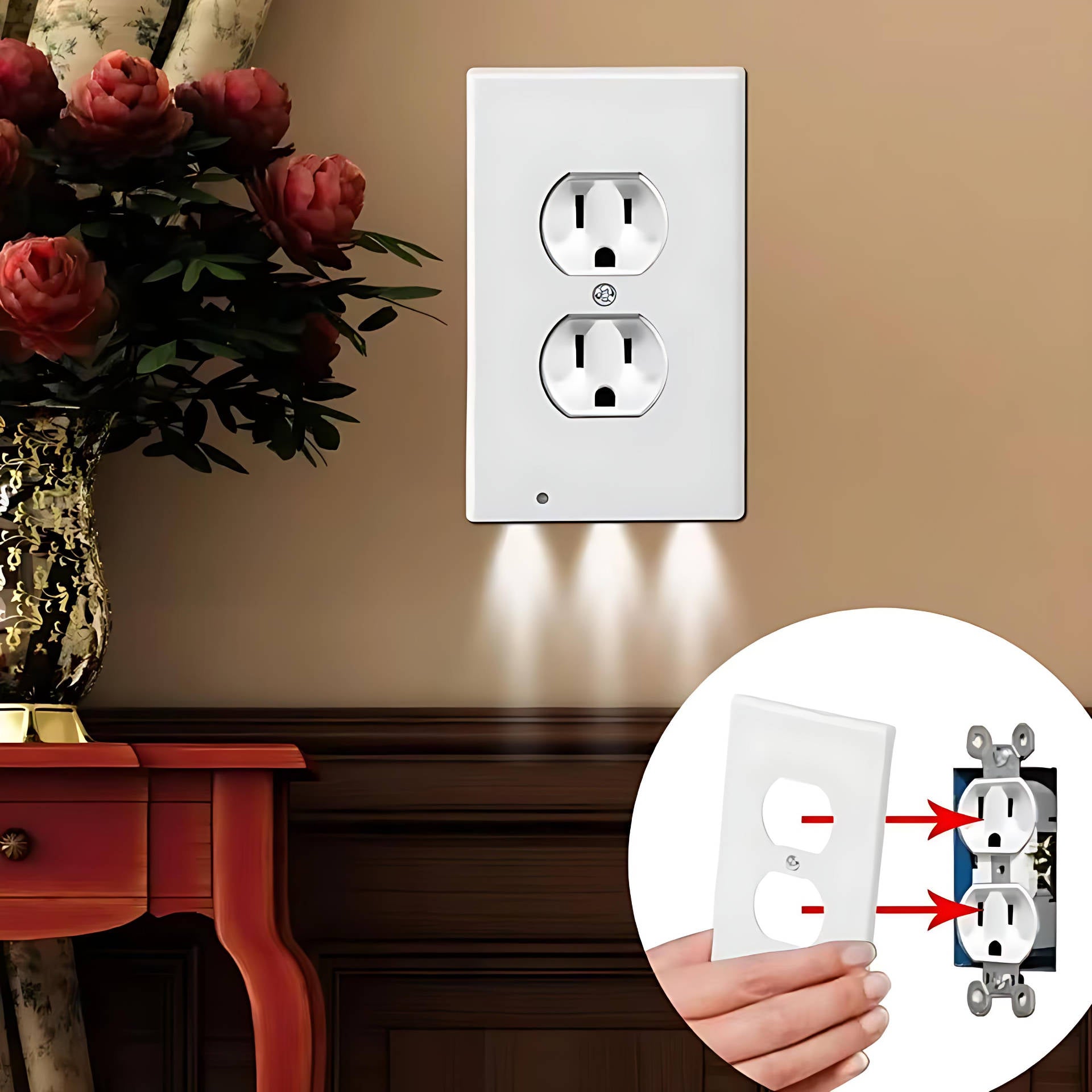 4 Pack Outlet Wall Plate With Led Night Lights