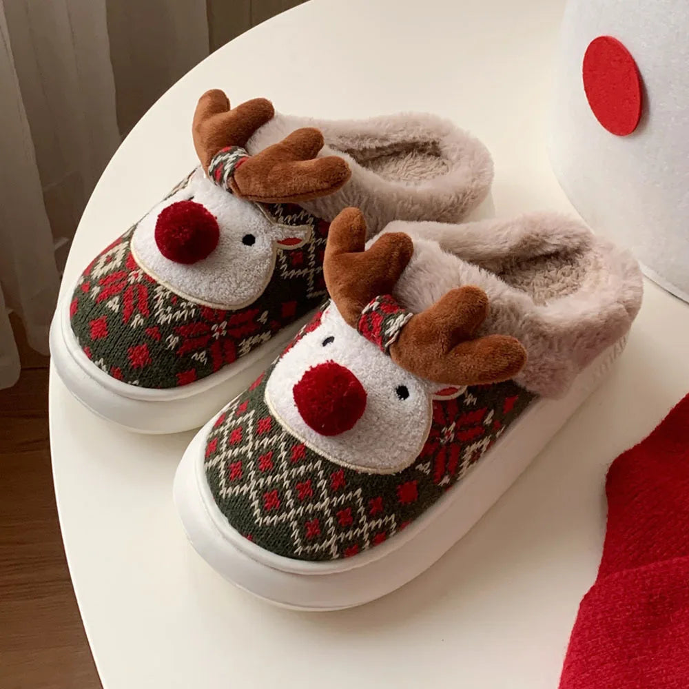 Cozy Reindeer Christmas Slippers