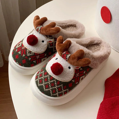 Cozy Reindeer Christmas Slippers