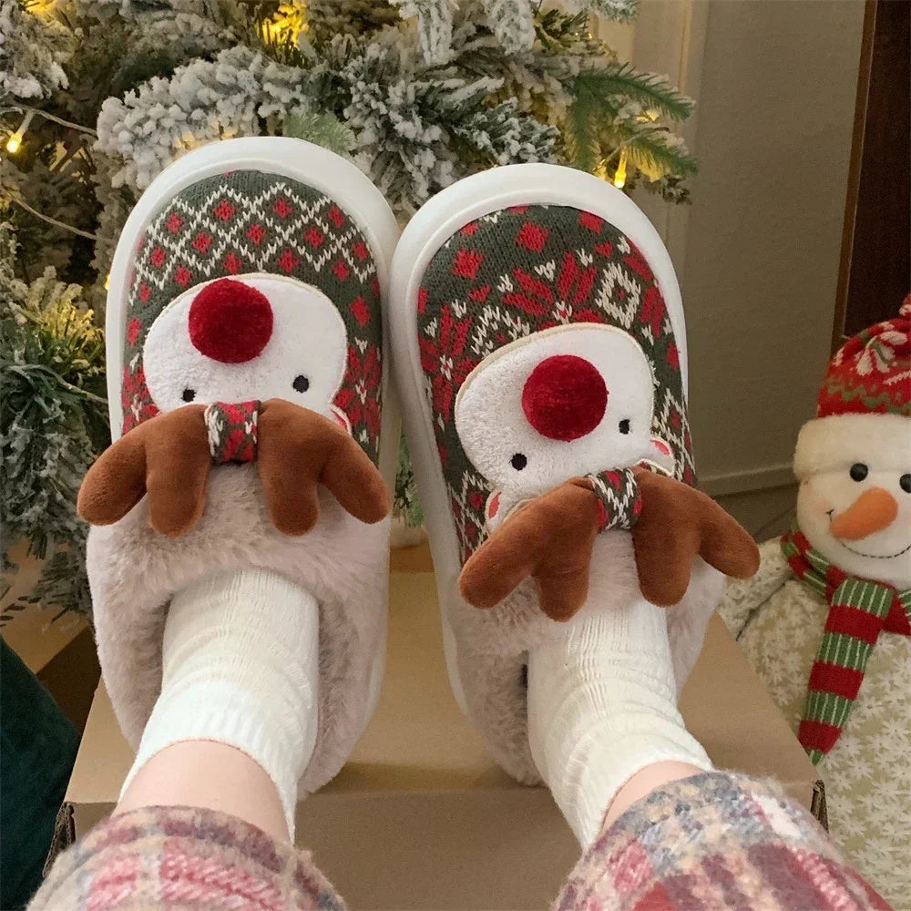 Cozy Reindeer Christmas Slippers