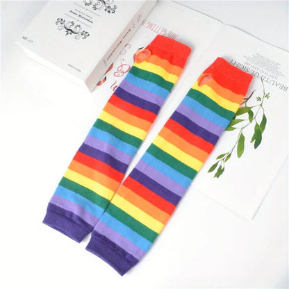 Colorful Knit Long Gloves Arm Warmers