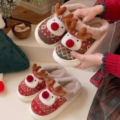 Cozy Reindeer Christmas Slippers