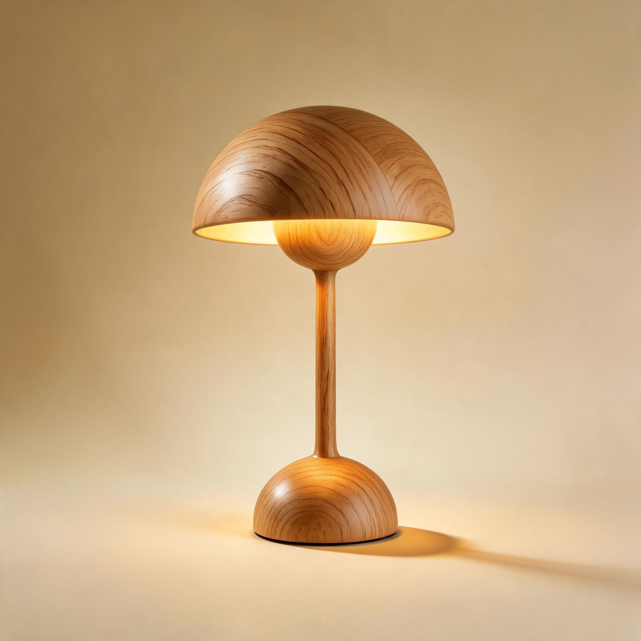 Fungéa | Lampe de Chevet Champignon en Bois — vue de dos
