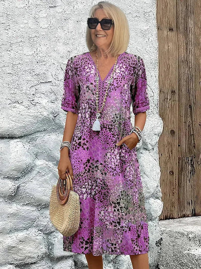 Robe mi-longue fleurie pour femme