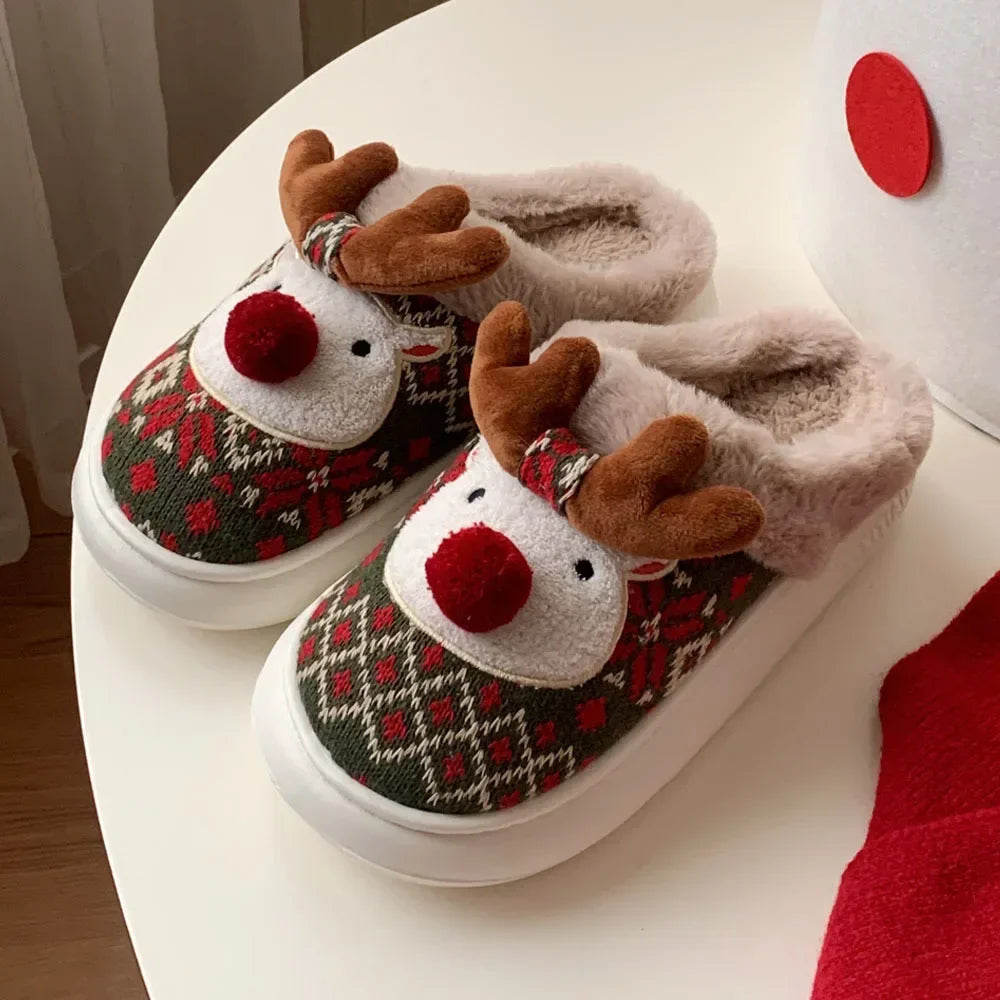 Cozy Reindeer Christmas Slippers