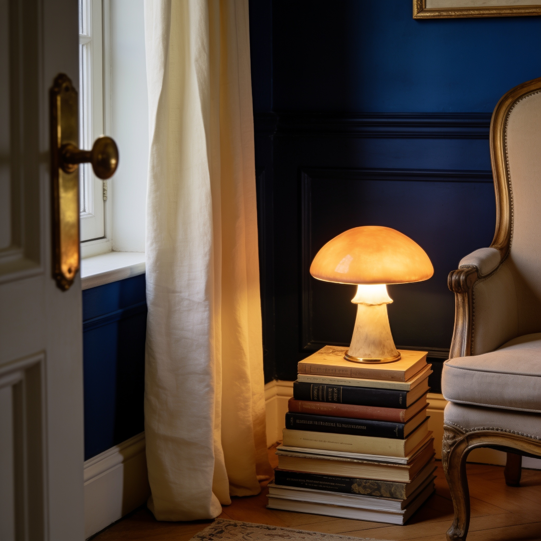 Coin lecture parisien éclairé par une lampe champignon — Paris Allure