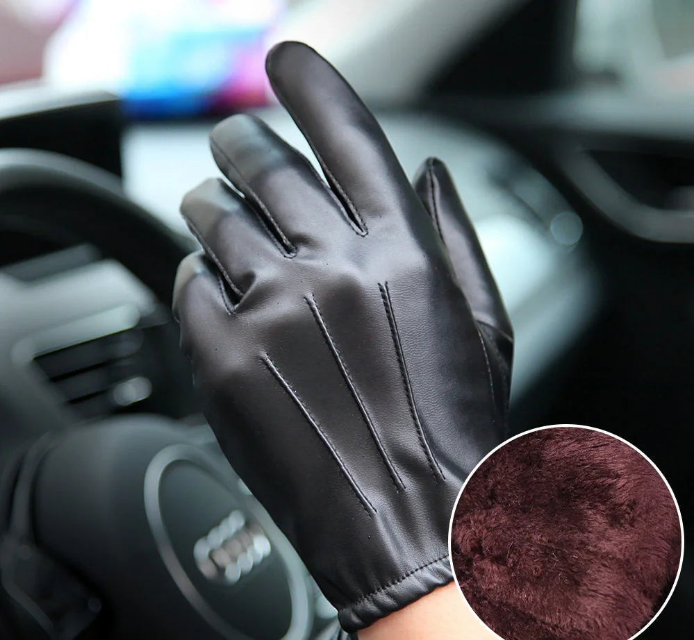 Men's Touch Screen Leather Driving Gloves