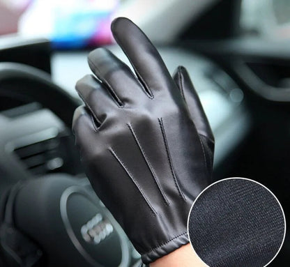 Men's Touch Screen Leather Driving Gloves